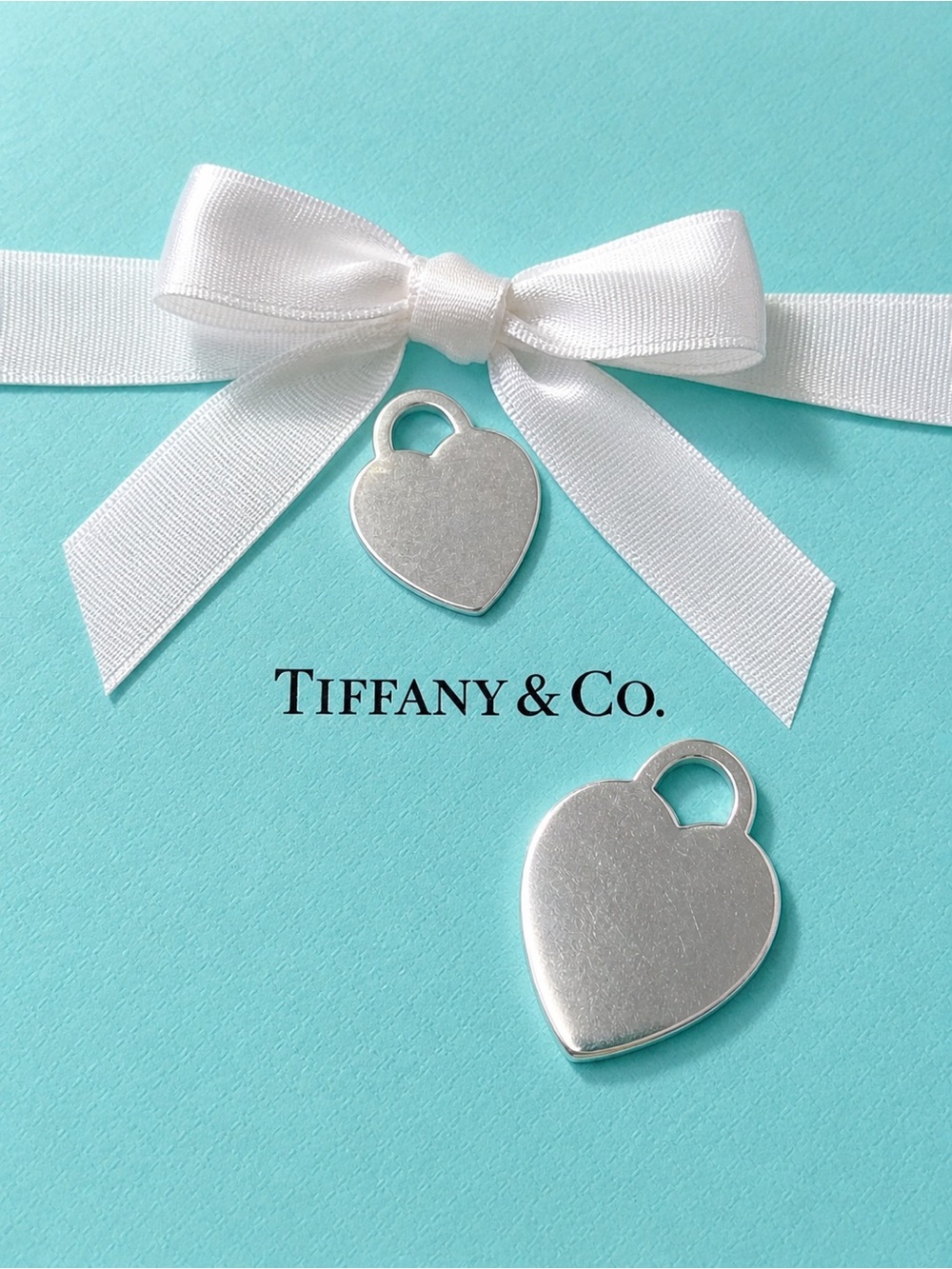 Authentic Tiffany & Co Large and Small Blank Heart Charms